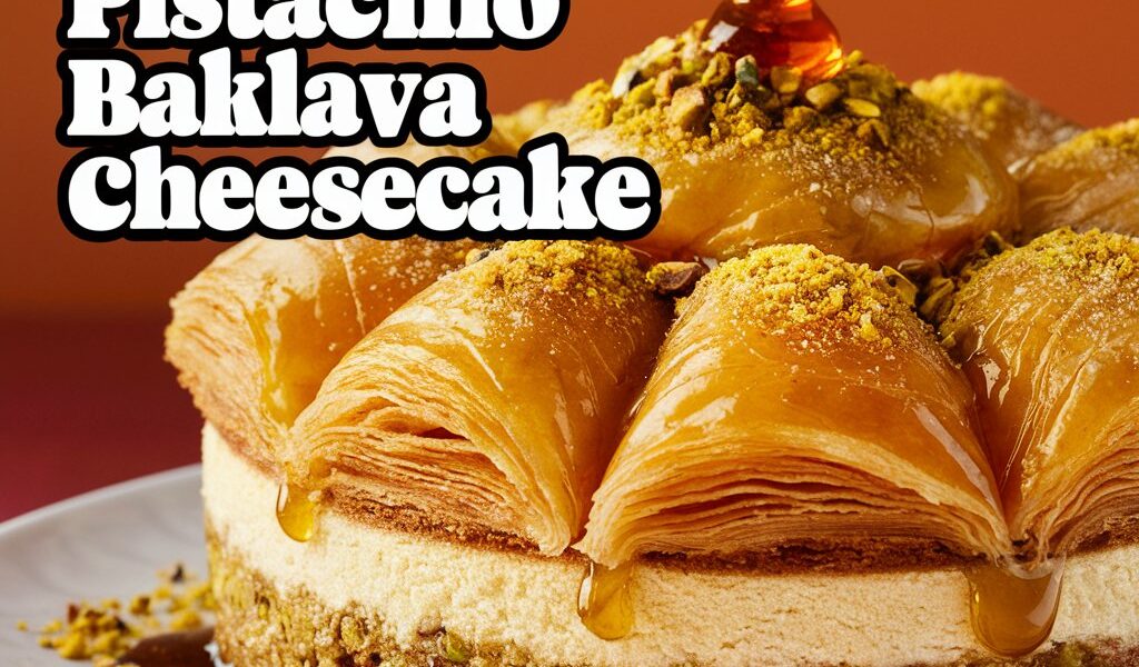 Honey Pistachio Baklava Cheesecake