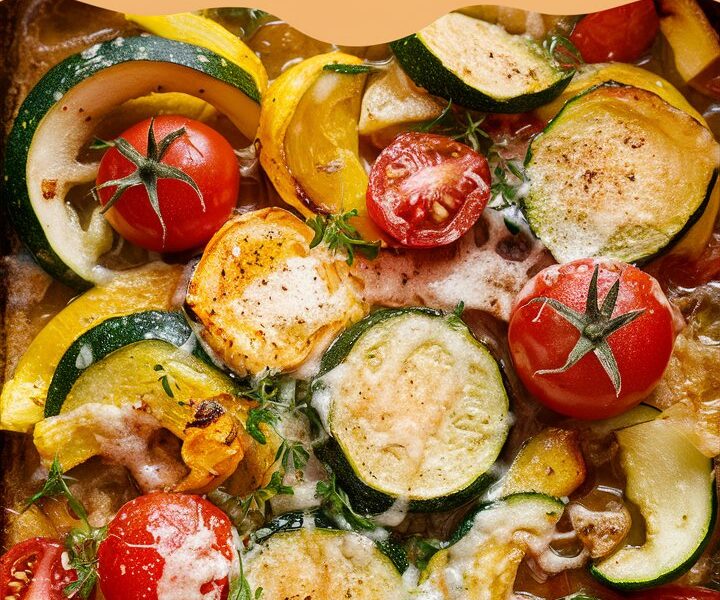 Roasted Garlic-Parmesan Zucchini Squash and Tomatoes