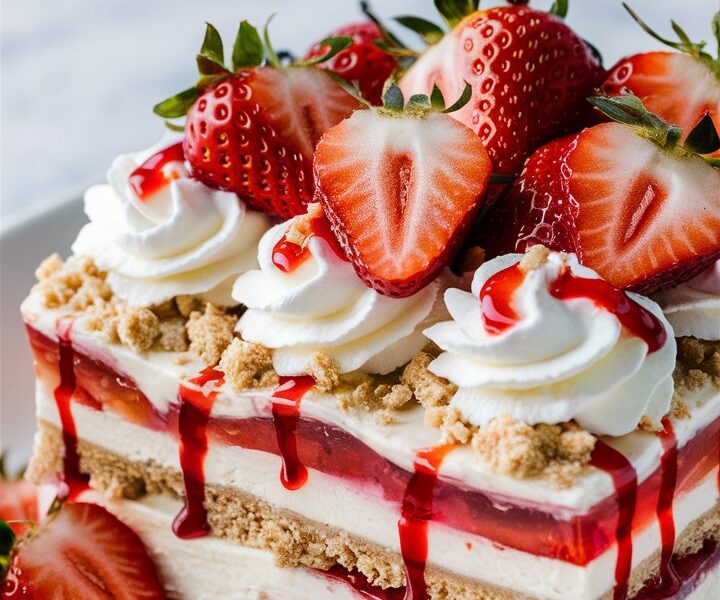 No-Bake Strawberry Jello Lasagna Recipe